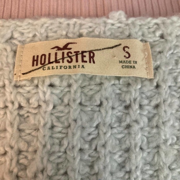 Hollister Sweater Womens Sz S Mint Green Waffle Cotton Knit V-Neck Pullover‎ - Picture 5 of 8